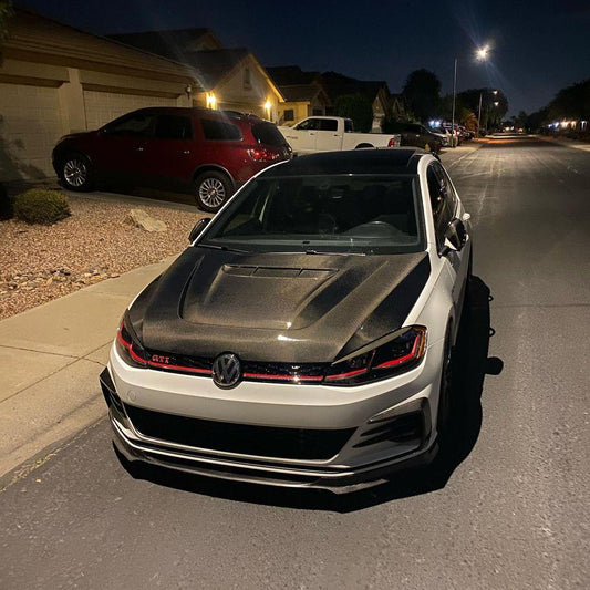 Volkswagen Golf R GTI Base MK7 MK7.5 2015 2016 2017 2018 2019 2020 2021 with Aftermarket Parts - Hood Bonnet Carbon Fiber / FRP from Robot Craftsman