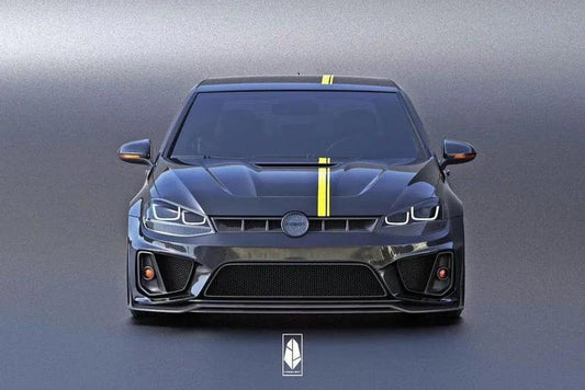 Volkswagen Golf R GTI Base MK7 MK7.5 2015 2016 2017 2018 2019 2020 2021 with Aftermarket Parts - Hood Bonnet Carbon Fiber / FRP from Robot Craftsman