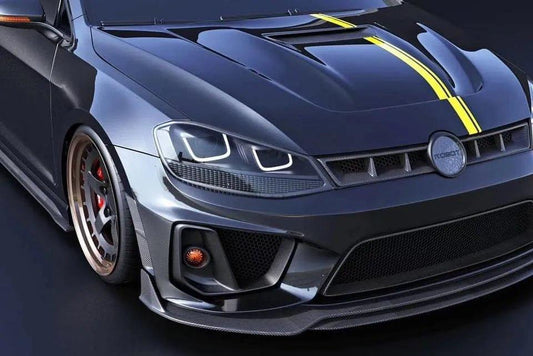 Volkswagen Golf R GTI Base MK7 MK7.5 2015 2016 2017 2018 2019 2020 2021 with Aftermarket Parts - Hood Bonnet Carbon Fiber / FRP from Robot Craftsman
