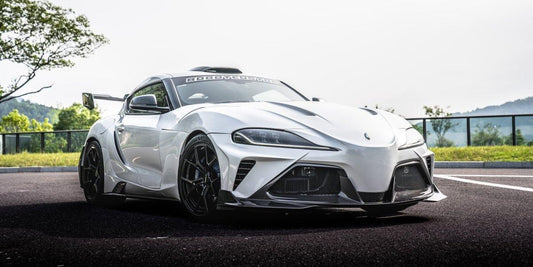 Toyota Supra MK5 A90 A91 3.0 2.0 2020-ON with Aftermarket Parts - "Hyperion" Narrow Body Front Bumper & Lip Carbon Fiber / FRP from Robot Craftsman