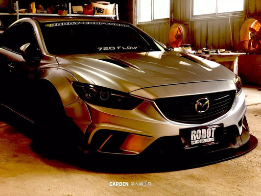 Mazda6 Sport Grand Touring Singature Carbon Edition 2014 2015 & Mazda6 Grand Touring 2016 2017 & Mazda6 Sport Grand Touring Singature Carbon Edition 2014 2015 2016 2017 2018 2019 2020 2021 2022 with Aftermarket Parts - 2014-2017 Version A / 2016-2017 Version B Front Bumper & Lip & Lower Front Splitter Lower Splitter from Robot Craftsman