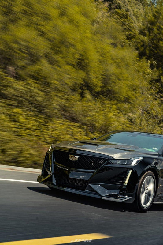 Cadillac CT5 CT5-V Sport Premium Luxury Base 2020 2021 2022 2023 2024 with Aftermarket Parts - "PRISM" Front Bumper & Front Lip Carbon Fiber / FRP from Robot Craftsman