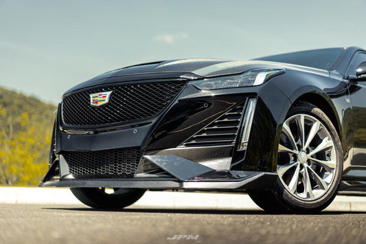 Cadillac CT5 CT5-V Sport Premium Luxury Base 2020 2021 2022 2023 2024 with Aftermarket Parts - "PRISM" Front Bumper & Front Lip Carbon Fiber / FRP from Robot Craftsman