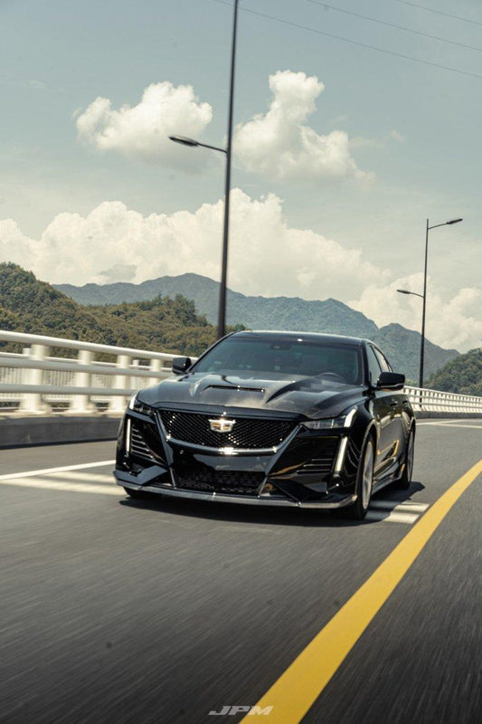 Cadillac CT5 CT5-V Sport Premium Luxury Base 2020 2021 2022 2023 2024 with Aftermarket Parts - "PRISM" Front Bumper & Front Lip Carbon Fiber / FRP from Robot Craftsman