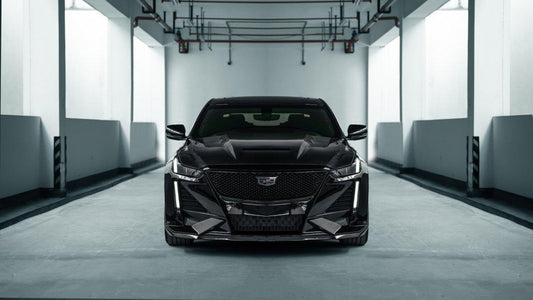 Cadillac CT5 CT5-V Sport Premium Luxury Base 2020 2021 2022 2023 2024 with Aftermarket Parts - "PRISM" Front Bumper & Front Lip Carbon Fiber / FRP from Robot Craftsman