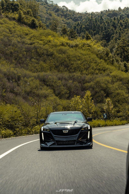 Cadillac CT5 CT5-V Sport Premium Luxury Base 2020 2021 2022 2023 2024 with Aftermarket Parts - "PRISM" Front Bumper & Front Lip Carbon Fiber / FRP from Robot Craftsman