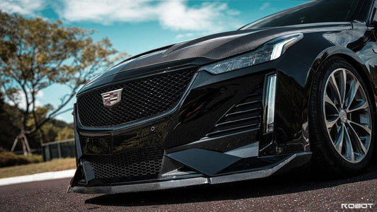 Cadillac CT5 CT5-V Sport Premium Luxury Base 2020 2021 2022 2023 2024 with Aftermarket Parts - "PRISM" Front Bumper & Front Lip Carbon Fiber / FRP from Robot Craftsman