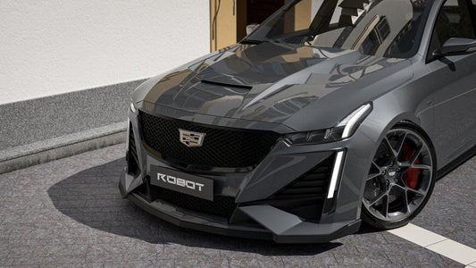 Cadillac CT5 CT5-V Blackwing Sport Premium Luxury Base 2020 2021 2022 2023 2024 with Aftermarket Parts - "PRISM" Hood Bonnet Carbon Fiber / FRP from Robot Craftsman