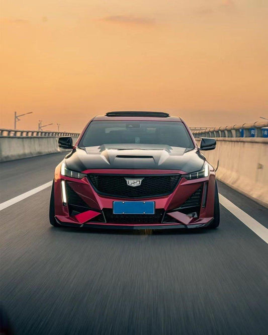 Cadillac CT5 CT5-V Blackwing Sport Premium Luxury Base 2020 2021 2022 2023 2024 with Aftermarket Parts - "PRISM" Hood Bonnet Carbon Fiber / FRP from Robot Craftsman