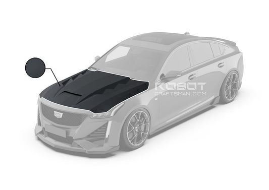 Cadillac CT5 CT5-V Blackwing Sport Premium Luxury Base 2020 2021 2022 2023 2024 with Aftermarket Parts - "PRISM" Hood Bonnet Carbon Fiber / FRP from Robot Craftsman