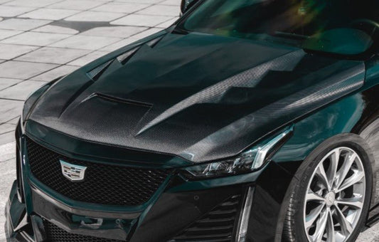 Cadillac CT5 CT5-V Blackwing Sport Premium Luxury Base 2020 2021 2022 2023 2024 with Aftermarket Parts - "PRISM" Hood Bonnet Carbon Fiber / FRP from Robot Craftsman