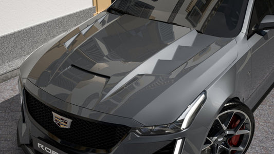 Cadillac CT5 CT5-V Blackwing Sport Premium Luxury Base 2020 2021 2022 2023 2024 with Aftermarket Parts - "PRISM" Hood Bonnet Carbon Fiber / FRP from Robot Craftsman