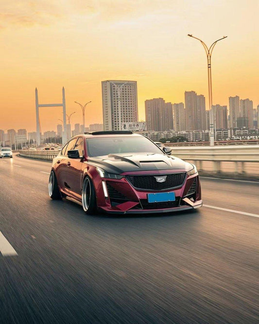Cadillac CT5 CT5-V Blackwing Sport Premium Luxury Base 2020 2021 2022 2023 2024 with Aftermarket Parts - "PRISM" Hood Bonnet Carbon Fiber / FRP from Robot Craftsman