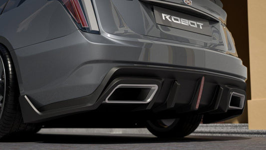 Cadillac CT5 CT5-V Blackwing Sport Premium Luxury Base 2020 2021 2022 2023 2024 with Aftermarket Parts - "PRISM" Rear Bumper & Diffuser Carbon Fiber / FRP from Robot Craftsman
