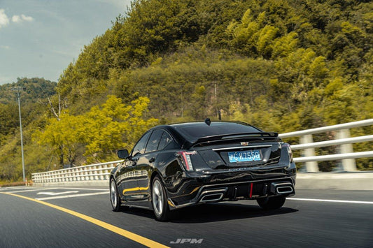 Cadillac CT5 CT5-V Blackwing Sport Premium Luxury Base 2020 2021 2022 2023 2024 with Aftermarket Parts - "PRISM" Rear Bumper & Diffuser Carbon Fiber / FRP from Robot Craftsman