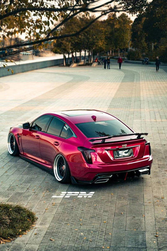 Cadillac CT5 CT5-V Blackwing Sport Premium Luxury Base 2020 2021 2022 2023 2024 with Aftermarket Parts - "PRISM" Rear Bumper & Diffuser Carbon Fiber / FRP from Robot Craftsman