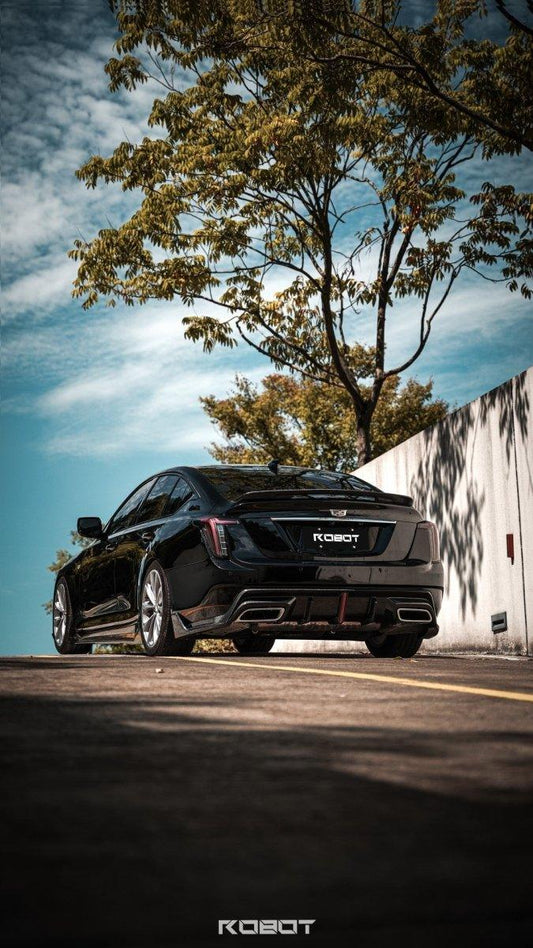Cadillac CT5 CT5-V Blackwing Sport Premium Luxury Base 2020 2021 2022 2023 2024 with Aftermarket Parts - "PRISM" Rear Bumper & Diffuser Carbon Fiber / FRP from Robot Craftsman