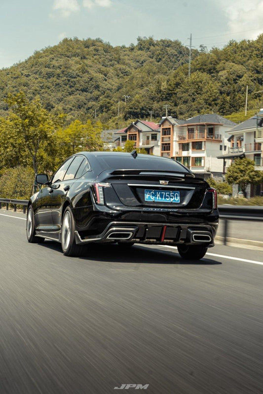 Cadillac CT5 CT5-V Blackwing Sport Premium Luxury Base 2020 2021 2022 2023 2024 with Aftermarket Parts - "PRISM" Rear Bumper & Diffuser Carbon Fiber / FRP from Robot Craftsman