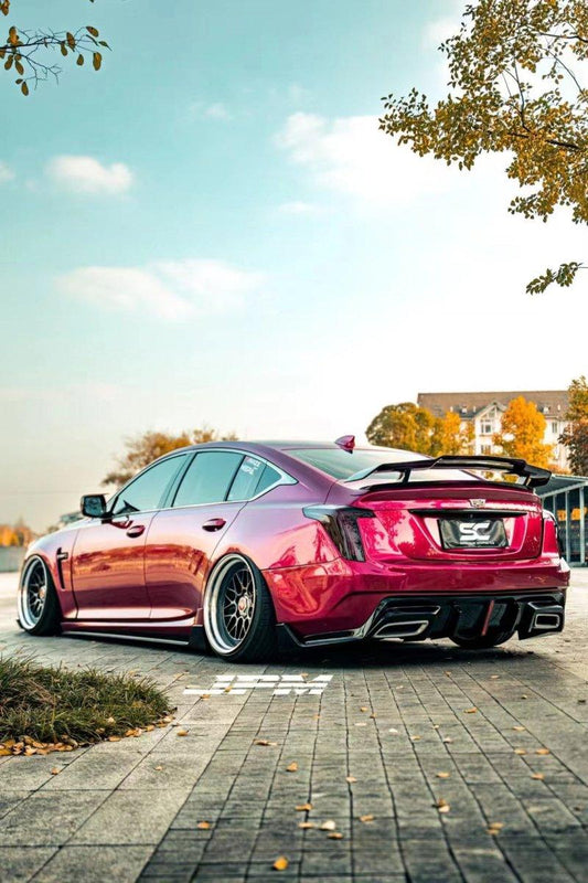 Cadillac CT5 CT5-V Blackwing Sport Premium Luxury Base 2020 2021 2022 2023 2024 with Aftermarket Parts - "PRISM" Rear Bumper & Diffuser Carbon Fiber / FRP from Robot Craftsman