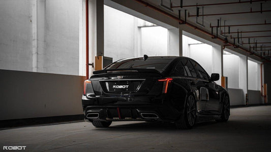 Cadillac CT5 CT5-V Blackwing Sport Premium Luxury Base 2020 2021 2022 2023 2024 with Aftermarket Parts - "PRISM" Rear Bumper & Diffuser Carbon Fiber / FRP from Robot Craftsman