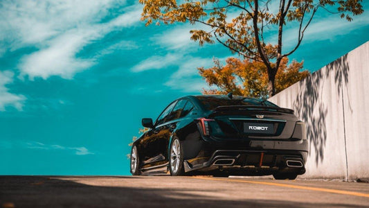 Cadillac CT5 CT5-V Blackwing Sport Premium Luxury Base 2020 2021 2022 2023 2024 with Aftermarket Parts - "PRISM" Rear Bumper & Diffuser Carbon Fiber / FRP from Robot Craftsman