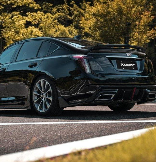 Cadillac CT5 CT5-V Blackwing Sport Premium Luxury Base 2020 2021 2022 2023 2024 with Aftermarket Parts - "PRISM" Rear Ducktail Spoiler Carbon Fiber / FRP from Robot Craftsman
