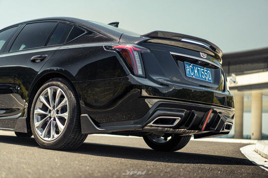 Cadillac CT5 CT5-V Blackwing Sport Premium Luxury Base 2020 2021 2022 2023 2024 with Aftermarket Parts - "PRISM" Rear Ducktail Spoiler Carbon Fiber / FRP from Robot Craftsman