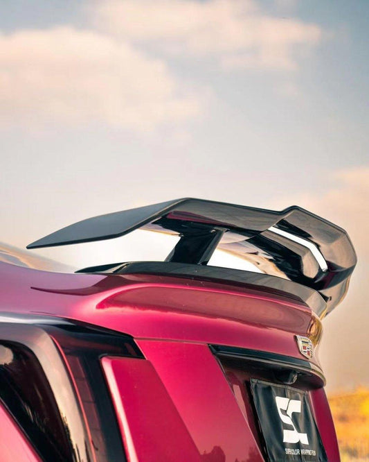 Cadillac CT5 CT5-V Blackwing Sport Premium Luxury Base 2020 2021 2022 2023 2024 with Aftermarket Parts - PRISM Rear GT Wing Carbon Fiber / FRP from Robot Craftsman