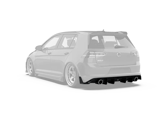 Volkswagen Golf R GTI Base MK7.5 2018 2019 2020 2021 (also suitable for Golf R and base Golf with exhaust conversion) with Aftermarket Parts - Rear Diffuser Carbon Fiber / FRP from Robot Craftsman