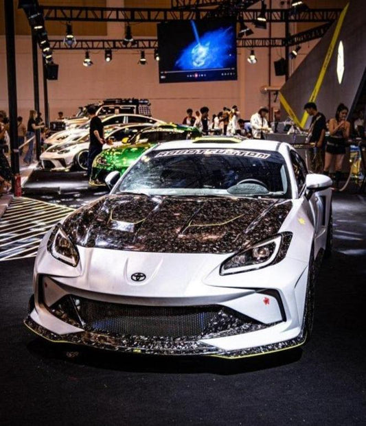 Subaru BRZ ZD8 2020 2021 2022 2023 2024 & Toyota GR86 ZN8 2020 2021 2022 2023 2024 with Aftermarket Parts - "SHINING" Widebody Front Bumper & Lip Carbon Fiber / FRP from Robot Craftsman
