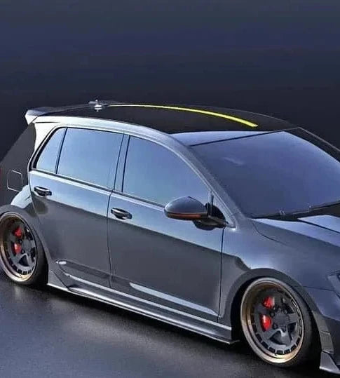 Volkswagen Golf R GTI Base MK7 MK7.5 2015 2016 2017 2018 2019 2020 2021 with Aftermarket Parts - Side Skirts & Side Skirts Extensions Carbon Fiber / FRP from Robot Craftsman