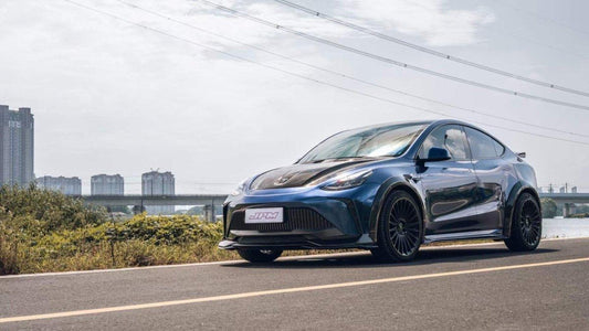 Tesla Model Y Performance AWD Long Range RWD Standard 2020 2021 2022 2023 2024 with Aftermarket Parts - "STARSHIP" Side Skirts PP from Robot Craftsman