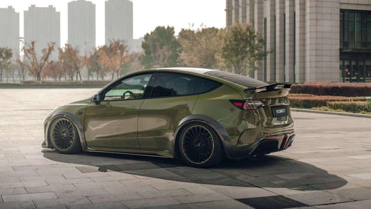 Tesla Model Y Performance AWD Long Range RWD Standard 2020 2021 2022 2023 2024 with Aftermarket Parts - "STARSHIP" Side Skirts PP from Robot Craftsman