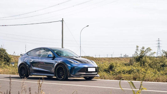 Tesla Model Y Performance AWD Long Range RWD Standard 2020 2021 2022 2023 2024 with Aftermarket Parts - "STARSHIP" Side Skirts PP from Robot Craftsman