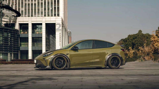 Tesla Model Y Performance AWD Long Range RWD Standard 2020 2021 2022 2023 2024 with Aftermarket Parts - "STARSHIP" Side Skirts PP from Robot Craftsman