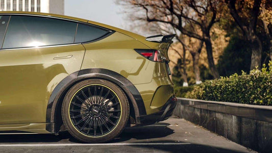 Tesla Model Y Performance AWD Long Range RWD Standard 2020 2021 2022 2023 2024 with Aftermarket Parts - "STARSHIP" Widebody Wheel Arches Carbon Fiber / FRP from Robot Craftsman