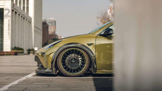 Tesla Model Y Performance AWD Long Range RWD Standard 2020 2021 2022 2023 2024 with Aftermarket Parts - "STARSHIP" Widebody Wheel Arches Carbon Fiber / FRP from Robot Craftsman
