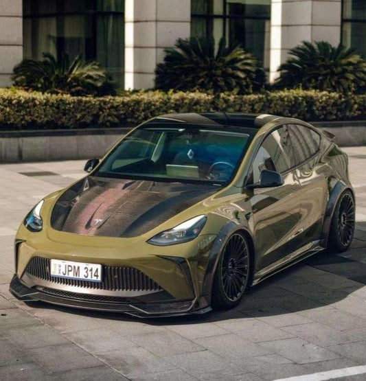Tesla Model Y Performance AWD Long Range RWD Standard 2020 2021 2022 2023 2024 with Aftermarket Parts - "STARSHIP" Widebody Wheel Arches Carbon Fiber / FRP from Robot Craftsman