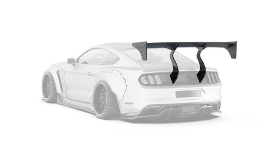Ford Mustang Ecoboost V6 GT March1 Bullitt S550.1 S550.2 2015 2016 2017 2018 2019 2020 2021 2022 2023 (note: dual exhaust tips) with Aftermarket Parts - "STORM" Rear GT Wing Carbon Fiber / FRP from Robot Craftsman