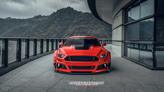 Ford Mustang Ecoboost V6 GT March1 Bullitt S550.1 S550.2 2015 2016 2017 2018 2019 2020 2021 2022 2023 with Aftermarket Parts - STORM Front Bumper Canards Carbon Fiber/FRP from Robot Craftsman