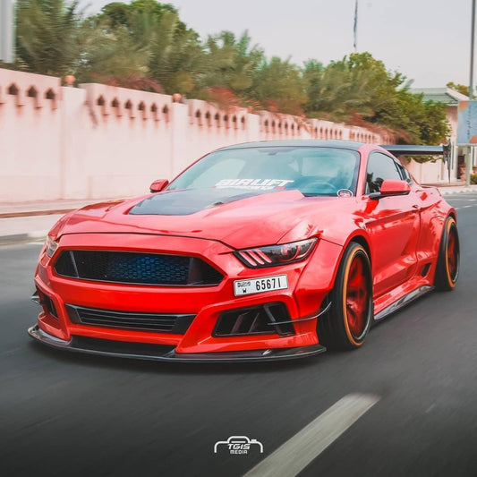 Ford Mustang Ecoboost V6 GT March1 Bullitt S550.1 S550.2 2015 2016 2017 2018 2019 2020 2021 2022 2023 with Aftermarket Parts - STORM Front Bumper Canards Carbon Fiber/FRP from Robot Craftsman