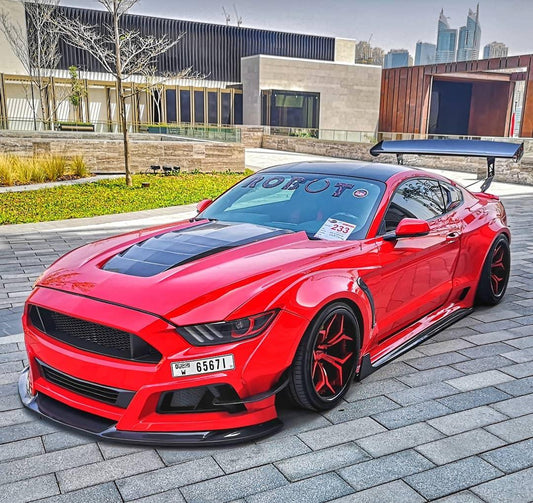 Ford Mustang Ecoboost V6 GT March1 Bullitt S550.1 S550.2 2015 2016 2017 2018 2019 2020 2021 2022 2023 with Aftermarket Parts - STORM Front Bumper Canards Carbon Fiber/FRP from Robot Craftsman