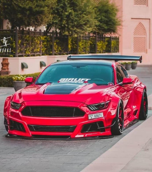 Ford Mustang Ecoboost V6 GT March1 Bullitt S550.1 S550.2 2015 2016 2017 2018 2019 2020 2021 2022 2023 with Aftermarket Parts - STORM Front Bumper Canards Carbon Fiber/FRP from Robot Craftsman