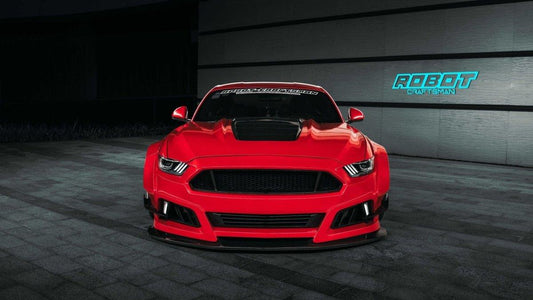Ford Mustang Ecoboost V6 GT March1 Bullitt S550.1 S550.2 2015 2016 2017 2018 2019 2020 2021 2022 2023 with Aftermarket Parts - STORM Front Bumper Canards Carbon Fiber/FRP from Robot Craftsman