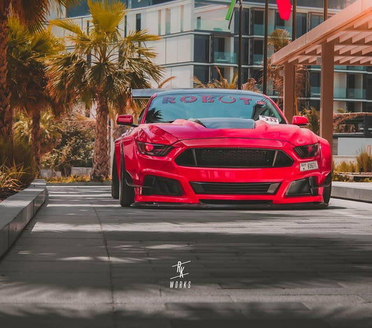 Ford Mustang Ecoboost V6 GT March1 Bullitt S550.1 S550.2 2015 2016 2017 2018 2019 2020 2021 2022 2023 with Aftermarket Parts - STORM Front Bumper Canards Carbon Fiber/FRP from Robot Craftsman