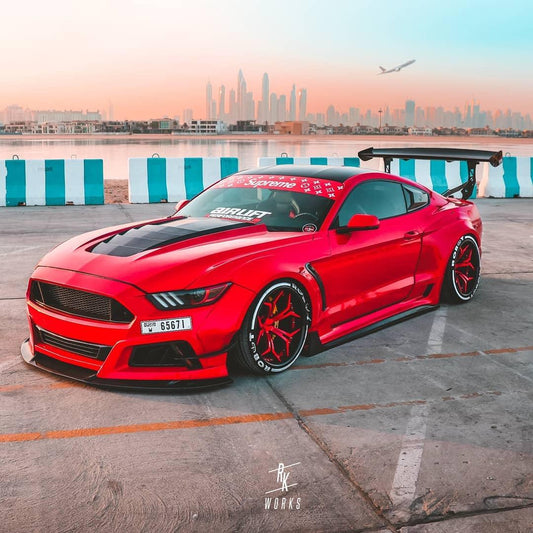 Ford Mustang Ecoboost V6 GT March1 Bullitt S550.1 S550.2 2015 2016 2017 2018 2019 2020 2021 2022 2023 with Aftermarket Parts - STORM Front Bumper Canards Carbon Fiber/FRP from Robot Craftsman