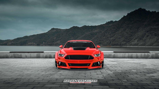 Ford Mustang Ecoboost V6 GT March1 Bullitt S550.1 S550.2 2015 2016 2017 2018 2019 2020 2021 2022 2023 with Aftermarket Parts - STORM Front Bumper Canards Carbon Fiber/FRP from Robot Craftsman