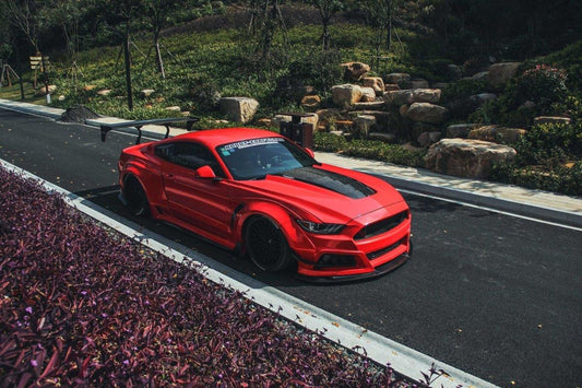Ford Mustang Ecoboost V6 GT S550.1 2015 2016 2017 & Mustang Ecoboost V6 GT March1 Bullitt S550.2 2018 2019 2020 2021 2022 2023 with Aftermarket Parts - "STORM" Widebody Fender Flares Wheel Arches & Side Skirts Carbon Fiber / FRP from Robot Craftsman