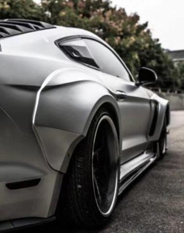 Ford Mustang Ecoboost V6 GT S550.1 2015 2016 2017 & Mustang Ecoboost V6 GT March1 Bullitt S550.2 2018 2019 2020 2021 2022 2023 with Aftermarket Parts - "STORM" Widebody Fender Flares Wheel Arches & Side Skirts Carbon Fiber / FRP from Robot Craftsman