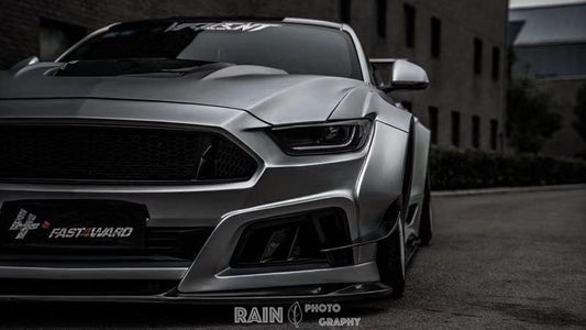 Ford Mustang Ecoboost V6 GT S550.1 2015 2016 2017 & Mustang Ecoboost V6 GT March1 Bullitt S550.2 2018 2019 2020 2021 2022 2023 with Aftermarket Parts - "STORM" Widebody Fender Flares Wheel Arches & Side Skirts Carbon Fiber / FRP from Robot Craftsman